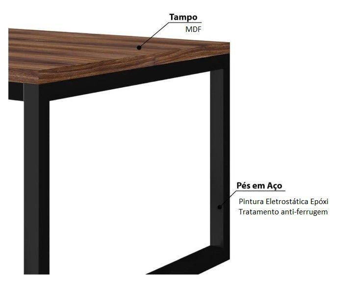 Imagem de Mesa De Centro Sala Industrial Retangular Ferro E Madeira