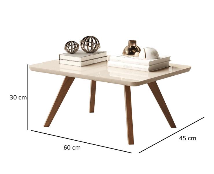 Imagem de Mesa De Centro Sala  Retangular Retro Pes Madeira