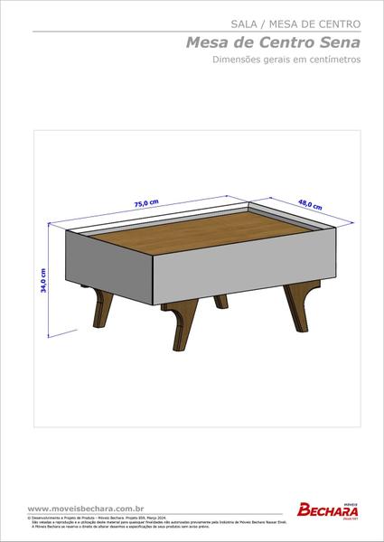 Imagem de Mesa de Centro Sena Com Espelho Pés em Madeira Pinus Ipe Bechara