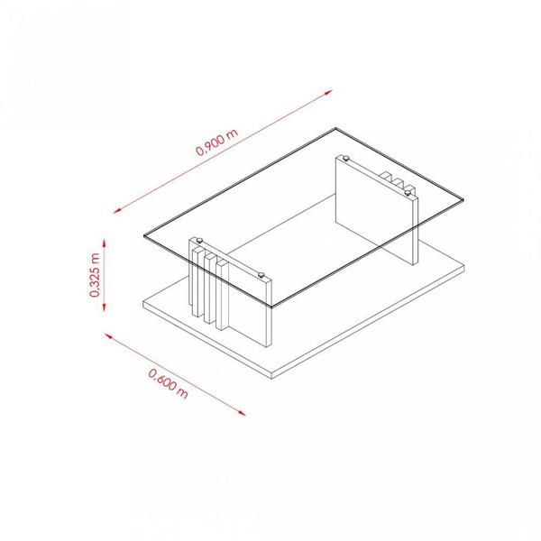 Imagem de Mesa de Centro Tampo de Vidro Frizz Madetec