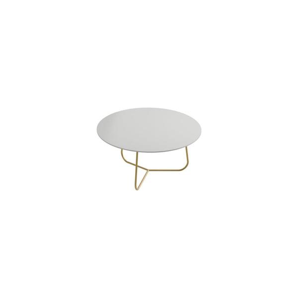 Imagem de Mesa de Centro Trude Redonda 30cm X 67cm X 67cm Branco/ Dourado