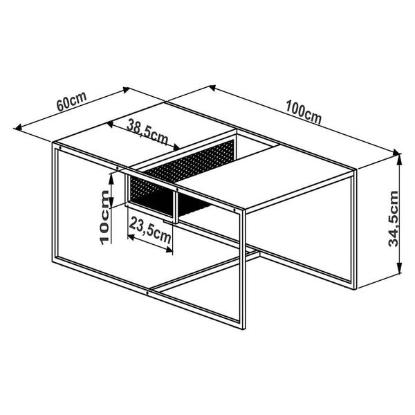 Imagem de Mesa de Centro York 100cm Estrutura Preto Fosco - Vermont