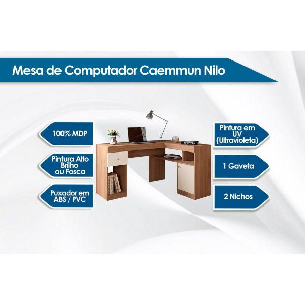 Imagem de Mesa de Computador Caemmun Nilo 1 Porta Branco