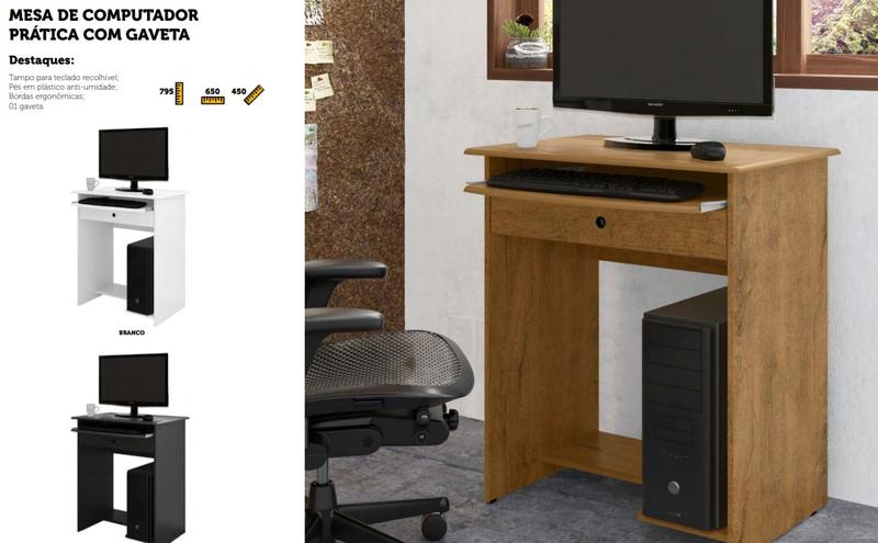 Imagem de Mesa de Computador Pratica Com Gaveta Preto - Comprar moveis para sua casa