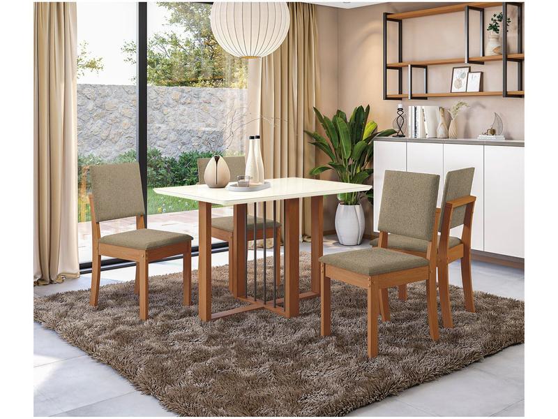 Mesa de Cozinha 4 Cadeiras Retangular Tampo de MDF com Vidro Malbec Kappesberg Mesa de Cozinha 4 Cadeiras Retangular Tampo de MDF com Vidro Malbec Kappesberg
