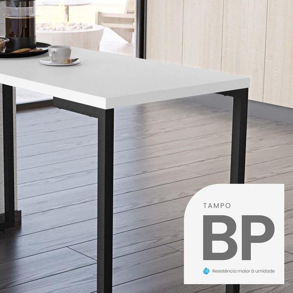 Imagem de Mesa De Cozinha Bistrô Porto Branco 120cm Com 4 Banquetas Industriais Maviê Preto/branco - Mpozenato