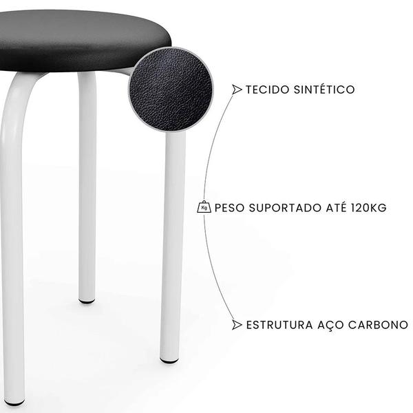 Imagem de Mesa de Cozinha Bistrô Porto Preto 120cm com 2 Banquetas Industriais Maviê Preto/Branco - Mpozenato