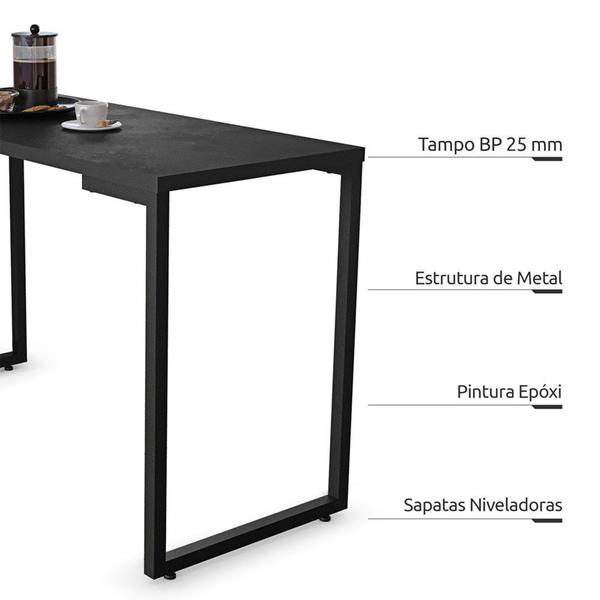 Imagem de Mesa de Cozinha Bistrô Porto Preto 90cm com 2 Banquetas Industriais Maviê Preto - Mpozenato