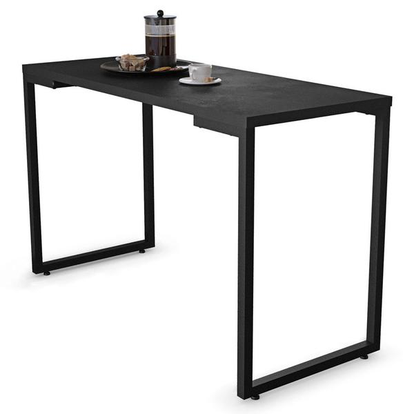 Imagem de Mesa de Cozinha Multiuso Lanche Rápido Estilo Industrial 120x50cm BP Prattica F02 Preto - Mpozenato