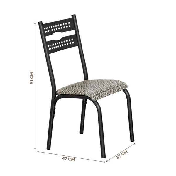 Imagem de Mesa De Cozinha Quadrada Com 4 Cadeiras Aço 75cm Preto Carvalho Mordred Shop Jm