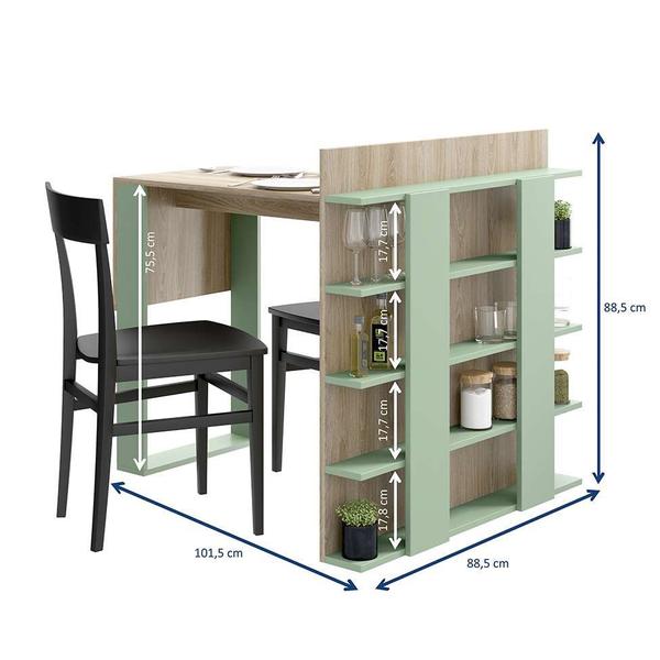 Imagem de Mesa de Cozinha Retangular com Estante Smart Aveiro e Verde