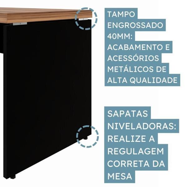 Imagem de Mesa de Escritório 120x150cm em L com Gaveteiro e Armário Estante Espresso Móveis