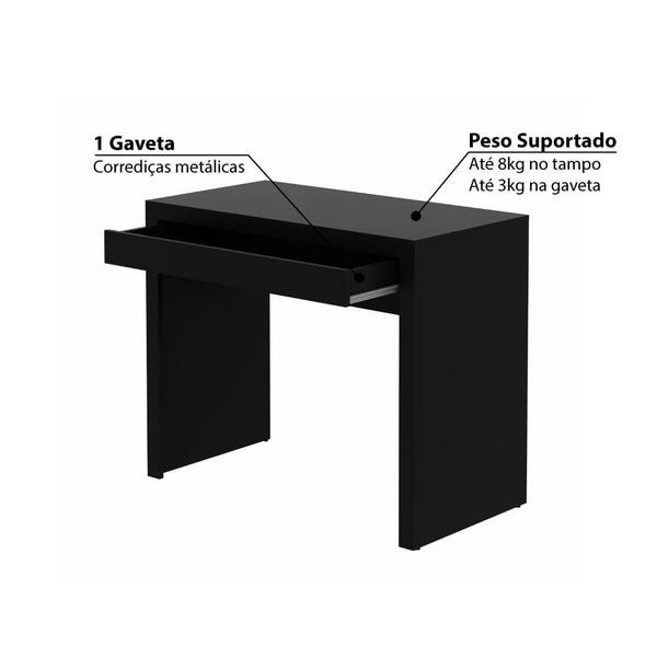 Imagem de Mesa de Escritório 90cm com 1 Gaveta - Preto