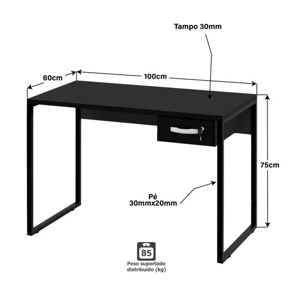 Imagem de Mesa De Escritório Computador Industrial C/ Gav 1,00m NetMobil