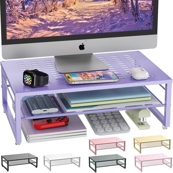 Imagem de Mesa de escritório de metal Monitor Stand Riser gianotter de 2 camadas roxa