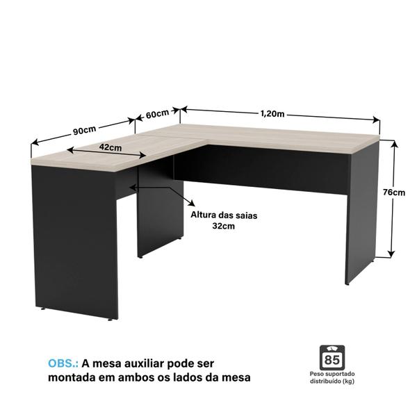 Imagem de Mesa De Escritório Em L 1.20x1.50 Netmobil Tampo 30mm