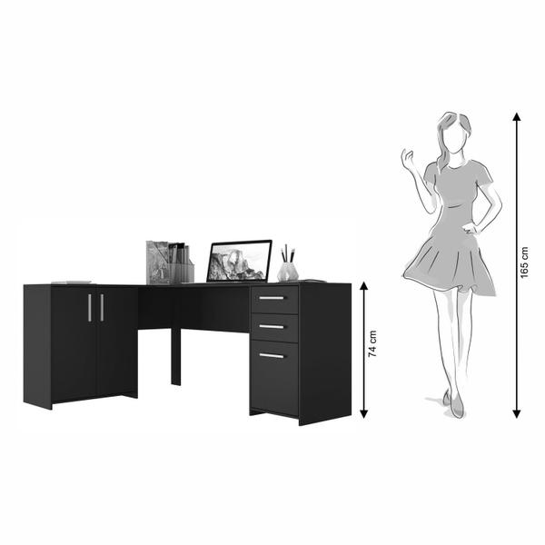 Imagem de Mesa de Escritório em L 2 Gavetas 3 Portas Office Nt 2005