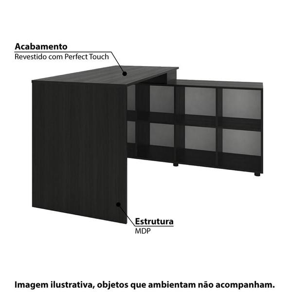 Imagem de Mesa de Escritório em L com 8 Nichos - Preto