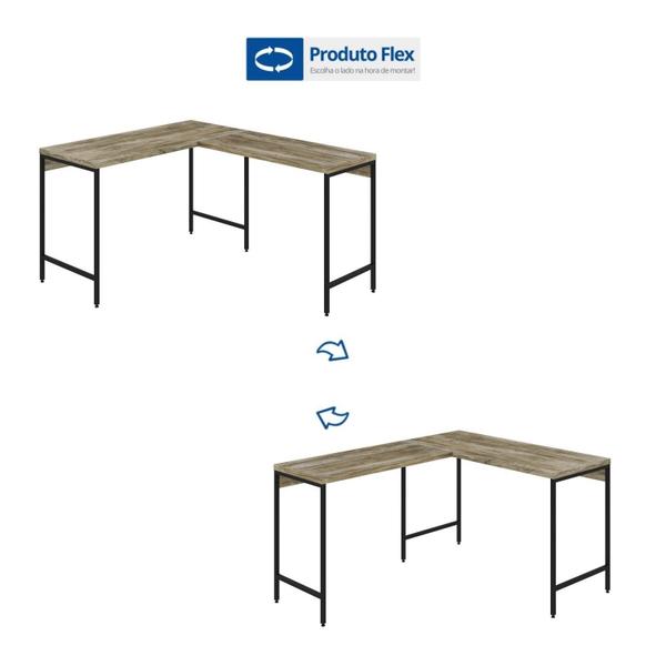 Imagem de Mesa de Escritório em L Estilo Industrial 120x140cm Active