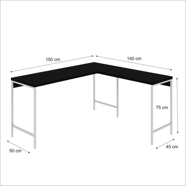 Imagem de Mesa de Escritório em L Estilo Industrial 150x140cm Active