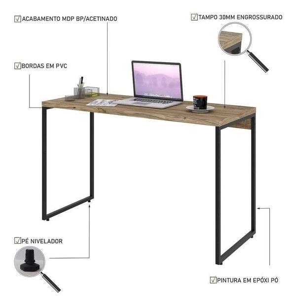 Imagem de Mesa De Escritório Escrivaninha 120Cm Dynamica Industrial C08 Carvalho