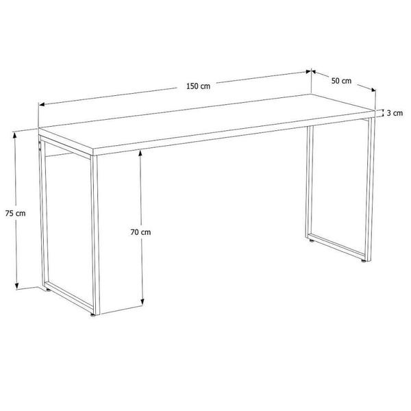 Imagem de Mesa De Escritório Escrivaninha 150Cm Dynamica Industrial C08 Preto Ônix