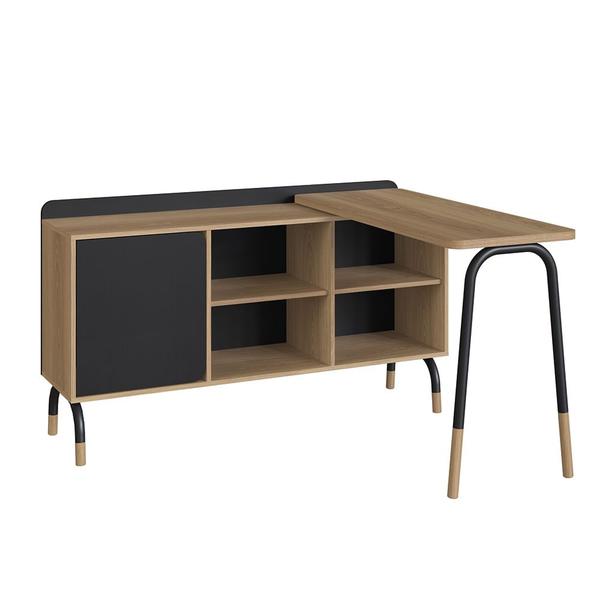 Imagem de Mesa de escritório executiva com tampo giratório e balcão credenza 28005 flexus - artesano - 78ax111/136lx45/37,5p