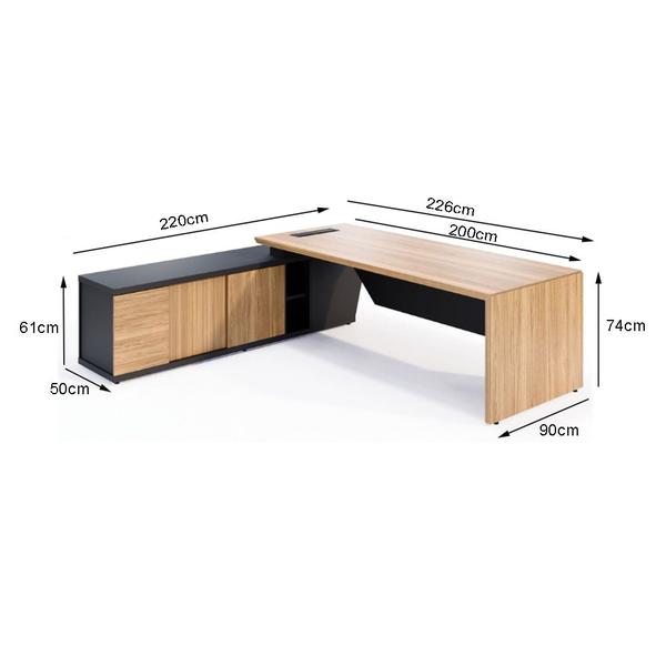 Imagem de Mesa de escritório executiva credenza com armário lateral esquerda - euro dom - 74ax200/226lx90p