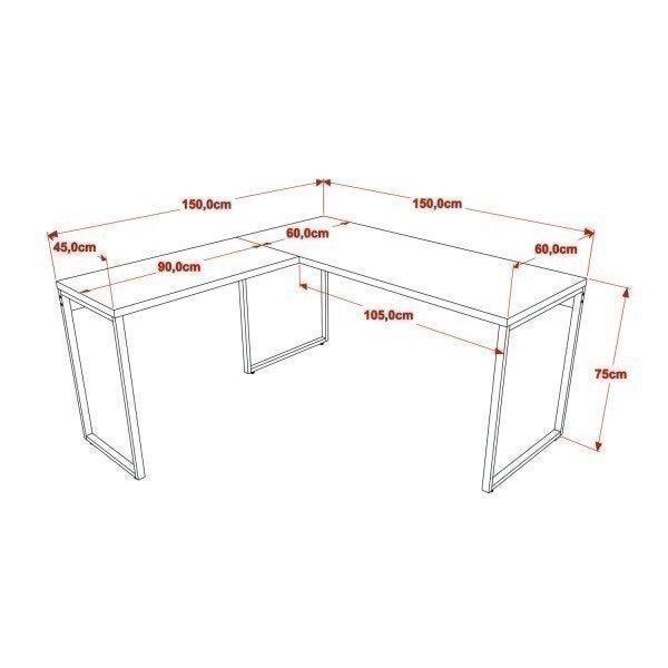 Imagem de Mesa de Escritório Industrial Kuadra em L - Carvalho/Preto