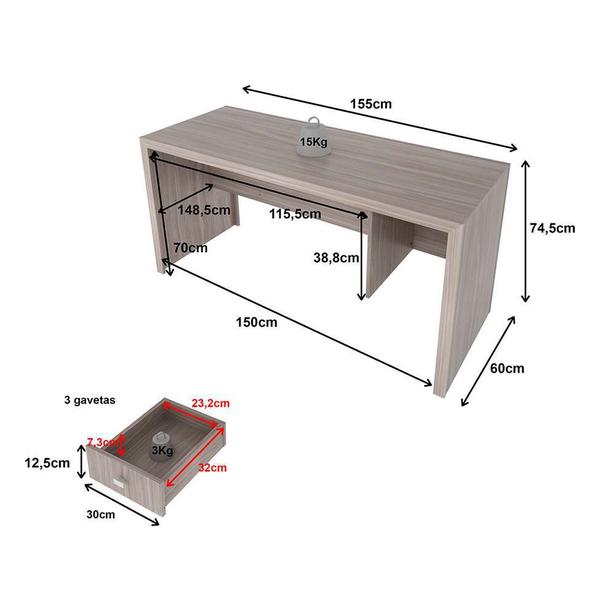 Imagem de Mesa de Escritório Mari 3 GV Carvalho