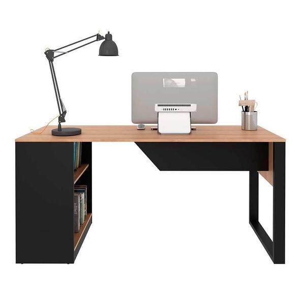 Imagem de Mesa de Escritório ME4182 160cm Amêndoa/Preto - Tecno Mobili