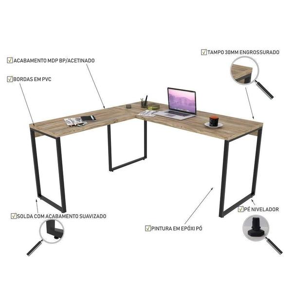 Imagem de Mesa De Escritório Office Em L 150x150cm Carvalho