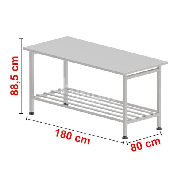 Mesa de Inox Industrial Metvisa 80 x 180cm Pés e Tampo em Inox até 300Kg MID80X180 Imagem de Mesa de Inox Industrial Metvisa 80 x 180cm Pés e Tampo em Inox até 300Kg MID80X180