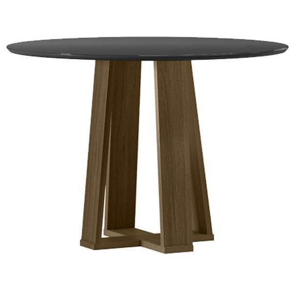 Imagem de Mesa de Jantar 100x100 cm Isabela com Vidro Imbuia Preto  New Ceval