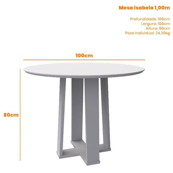 Imagem de Mesa de Jantar 100x100 cm Isabela com Vidro Off White  New Ceval