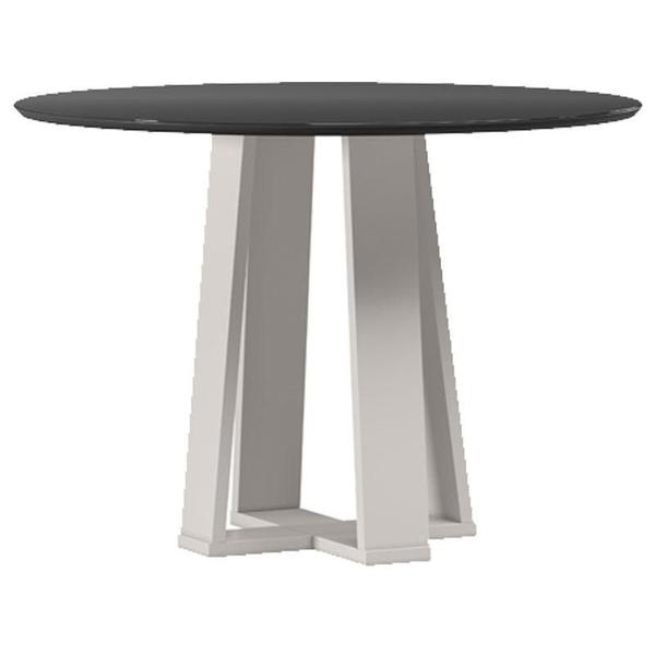 Imagem de Mesa de Jantar 100x100 cm Isabela com Vidro Off White Preto  New Ceval