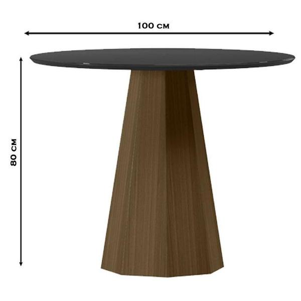 Imagem de Mesa De Jantar 100x100 Cm Isis Com Vidro Imbuia Preto - New Ceval