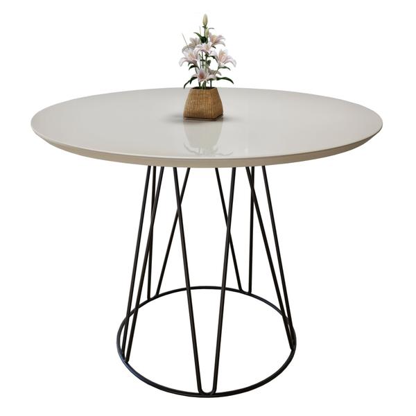 Imagem de Mesa de Jantar 110cm Tampo MDF Laqueado/Vidro Dubai