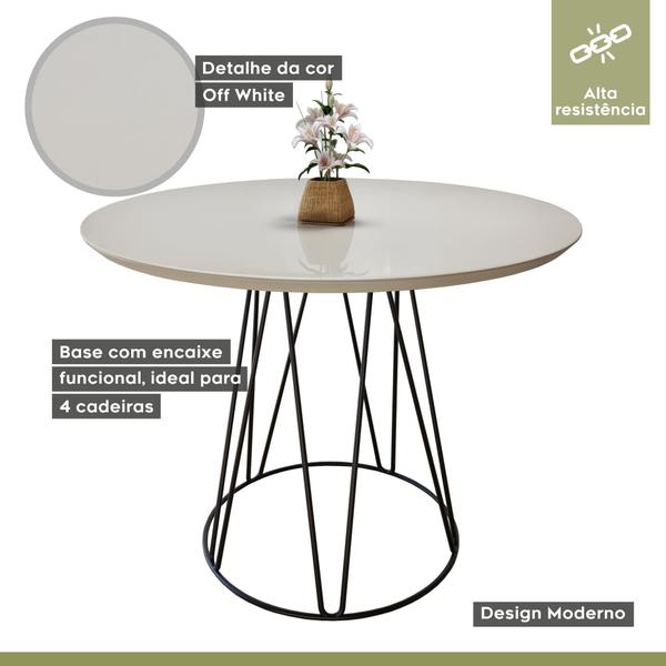 Imagem de Mesa de Jantar 110cm Tampo MDF Laqueado/Vidro Dubai