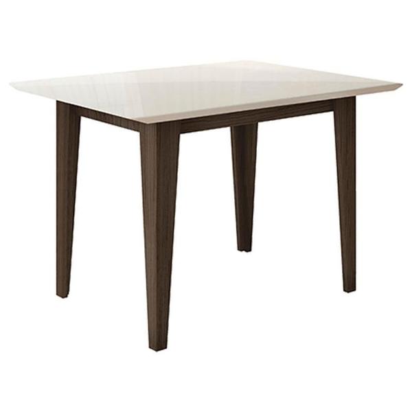 Imagem de Mesa de Jantar 120cm Kate Amêndoa Off White Tampo com Vidro  Poliman