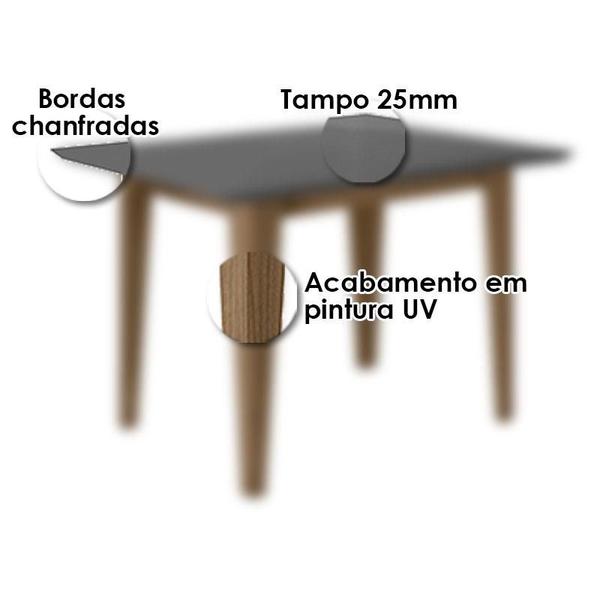 Imagem de Mesa de Jantar 120cm Kate Carvalho Grafite Tampo com Vidro  Poliman