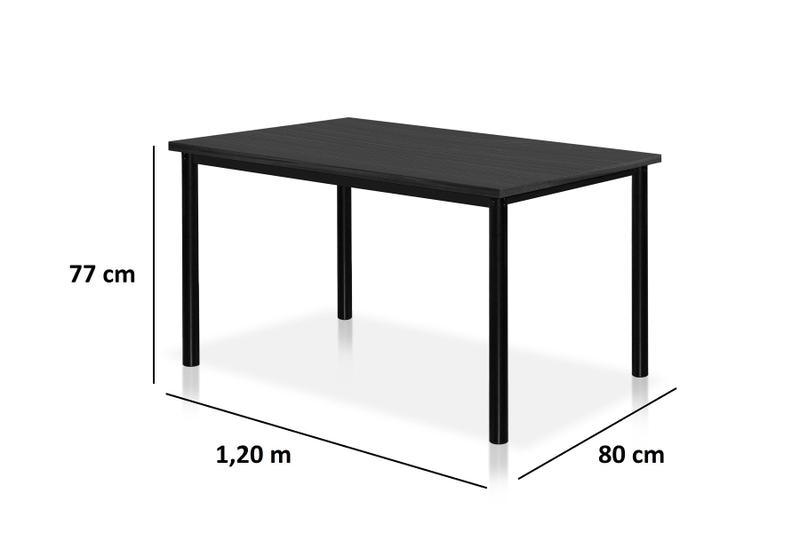 Imagem de Mesa de Jantar 1,20m  c/4 Cadeiras Titanium Tampo Preto Tubo Preto