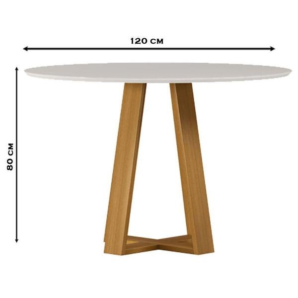 Imagem de Mesa de Jantar 120x120 cm Vitória com Vidro Ype Off White  New Ceval