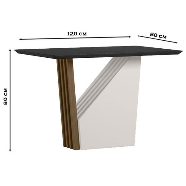 Imagem de Mesa de Jantar 120x80 cm Veneza com Vidro Imbuia Preto  New Ceval