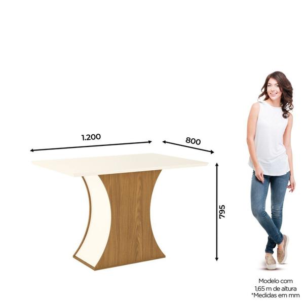 Imagem de Mesa de Jantar 120x80cm Tampo MDF Canto Reto Luiza