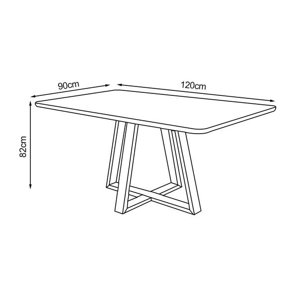 Imagem de Mesa de Jantar 120x90 Tampo Mdf/vidro para 4 Lugares Pés Madeira Maciça Pérola - Preto/off White