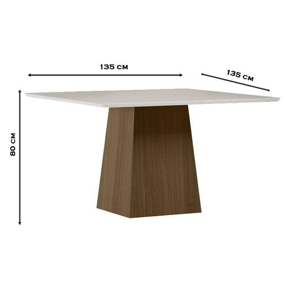 Imagem de Mesa de Jantar 135x135 cm Barbara com Vidro Imbuia Off White  New Ceval