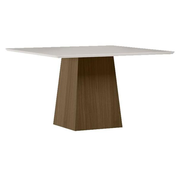 Imagem de Mesa de Jantar 135x135 cm Barbara com Vidro Imbuia Off White  New Ceval