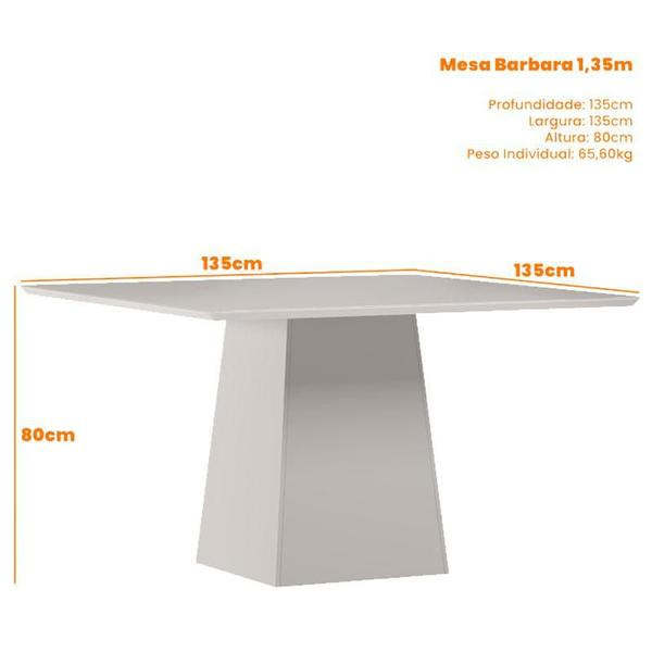 Imagem de Mesa de Jantar 135x135 cm Barbara com Vidro Off White  New Ceval