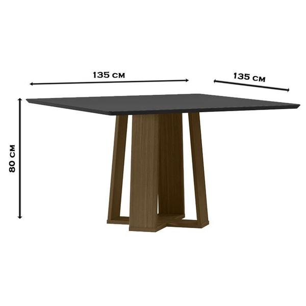 Imagem de Mesa de Jantar 135x135 cm Valência com Vidro Imbuia Preto  New Ceval